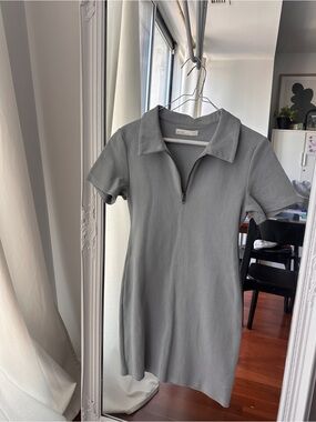 OAK + FORT Light Gray Zip Polo dress